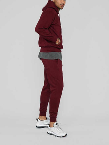 Survêtement d'entraînement décontracté pour hommes en gros pour l'hiver, logo personnalisé, respirant, uni, écologique, jogging, taille plus, à capuche, 2 pièces - Product Image 6