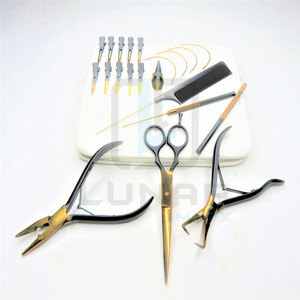 Juego de Herramientas de extensión de cabello, alicates de acero inoxidable multifuncionales de alta calidad, Color negro Mate con Plasma, oro rosa, estuche - Product Image 6
