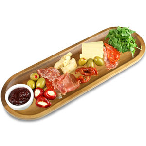 Platos para servir comida de madera de forma ovalada clásica con asas elegantes rayos para servir comida suministros para el hogar y utensilios de cocina - Product Image 6