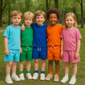 Set di abbigliamento personalizzato per bambini in cotone estivo per bambini e bambine set di vestiti per ragazze 2 pezzi all'ingrosso abbigliamento per bambini - Product Image 1