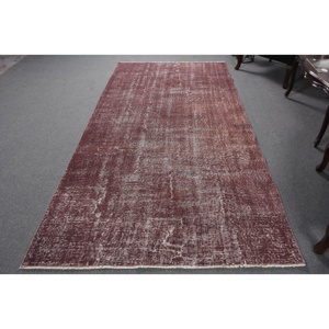 พรมวินเทจตุรกี ขนาด 4.8x9.3 ฟุต (145x284 ซม.) พรมขนสัตว์ลายดอกไม้สีแดง - Product Image 1