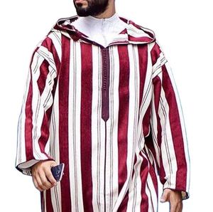 2023 ropa de hombre musulmán islámico thobe tradicional Khamis árabe ropa islámica thobe hombres abaya forro con capucha rojo y blanco - Product Image 6