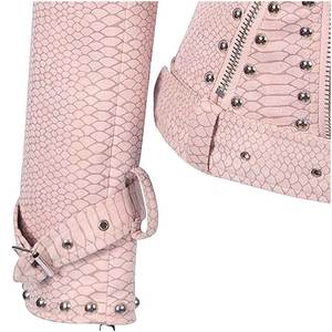 Chaqueta de cuero transpirable para mujer de último diseño, chaqueta de cuero de tachuelas genuino negro ajustada de alta calidad para mujer - Product Image 6