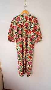 Robe tunique mi-longue en coton floral bohème, tenue décontractée d'été faite à la main pour femmes - Product Image 6