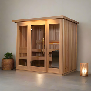 סאונה חיצונית מודרנית עם חימום אינפרא אדום רחוק, חדר סאונה מעץ ארז מלא וג'קוזי ספא - Product Image 4