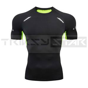 Impresión personalizada a granel Ringer venta al por mayor jóvenes camisas de compresión hombres gimnasio deportes atléticos Slim Fit camisas de manga corta - Product Image 1