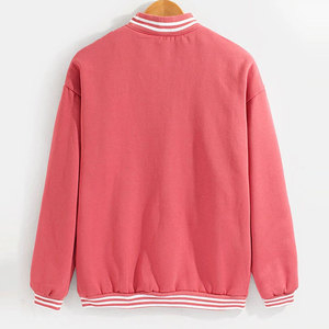 Nouvelle veste Letterman rose à capuche et col montant, couleur unie, style streetwear, vêtement chaud d'hiver avec logo frontal pour homme - Product Image 2
