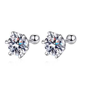 Boucles d'oreilles clous en moissanite radiante 1-4 carats, bijoux ronds éblouissants pour femmes - Product Image 1