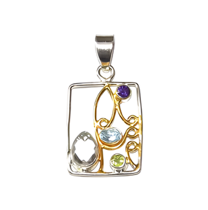 Amatista de múltiples formas, Peridoto, Topacio Azul, piedra preciosa de cristal, colgante de plata de ley 925, colgante de moda para unisex - Product Image 3