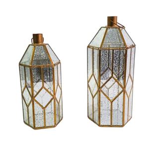 Bougeoir décoratif en métal et fer pour la maison et l'hôtel Bougeoir en verre découpé en métal Lanterne à bougie en laiton de finition antique faite à la main - Product Image 2