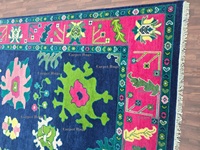 Tapis d'appoint abstrait fait main Oushak vert 6x8, 1 pièce, en coton, laine/nylon, antidérapant, idéal pour salon et maison, le plus vendu