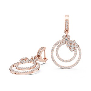 Pendientes Colgantes Redondos de Moissanita con Diseño Floral, Plata de Ley 925, 188 Piedras, Pavé Concéntrico, para Mujer, Novia - Product Image 4