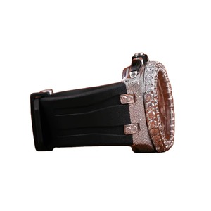 New Arrival Luxury Analog Display Analog Dial Watch 20mm Rubber Belt Iced Rose Tone Moissanite Diamond Hip Hop Style 39mm <b>Glass</b> - Product Image 3