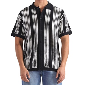Custom Back Logo 100% Cotton Men's Casual knitted polo <b>Shirt</b> with Solid Color <b>Half</b> Sleeve Breathable Fabric stripe design - Product Image 1