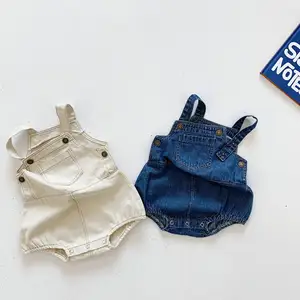 2023 venta al por mayor logotipo personalizado bebé niño niños ropa niños moda Denim general sin mangas mono mameluco