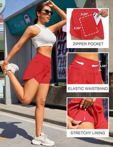 Pantalones cortos para mujer, pantalones cortos atléticos de cintura alta, pantalones cortos elásticos impermeables para gimnasio y entrenamiento con bolsillo para correr y Deportes - Product Image 3