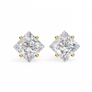 Boucles d'oreilles clous en diamant de laboratoire taille princesse, solitaires 1 carat, disponibles en or 10K, 14K, 18K et argent 925, classiques pour femme - Product Image 3
