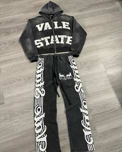 ดาวเสื้อฮู้ดสำหรับผู้ชายชุดวอร์มผ้าฝ้าย100% ชุดวอร์มแบบกำหนดเองกางเกงขายาว - Product Image 5