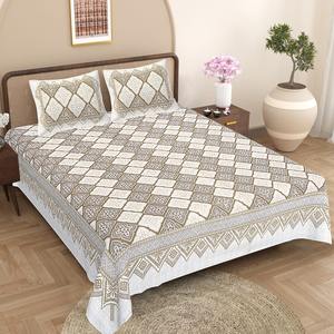 Hand Block Print Pure Cotton <b>Bed</b> Sheet Set Indian Print Bedding Sets 100% Cotton Printed King Size <b>Bed</b> Sheets And <b>Pillow</b> Cases - Product Image 2