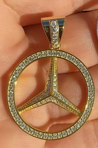 Hip Hop Mercedes Auto Logos Iced Out Acier Inoxydable Bijoux De Mode Pendentif Colliers Or 18K - Product Image 6