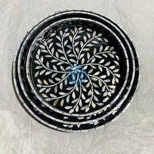 Bandeja de Servir Hecha a Mano con Madreperla, Bandeja Decorativa con Incrustaciones de Concha Natural para Hotel, Restaurante, Decoración del Hogar - Product Image 3