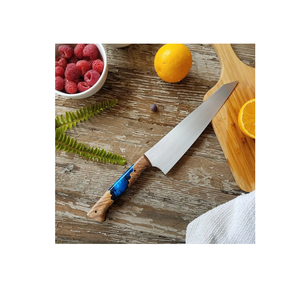 Couteau en bois et résine en acier de 3.8 pouces Couteaux d'office de chef de cuisine en acier Manche en carbone en résine bleue - Product Image 5