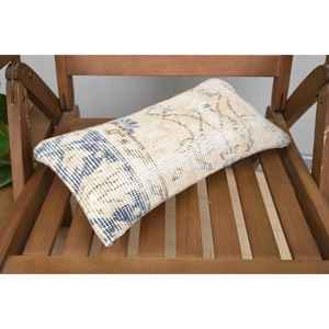 Almohada de lana de retazos Beige Kilim, cojín decorativo de 8x16 pulgadas con patrón de hojas esponjosas Vintage para sofás - Product Image 5