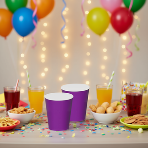 Vasos Desechables Color Morado para Fiestas, 270 ml, 12 Unidades por Bolsa - Product Image 3