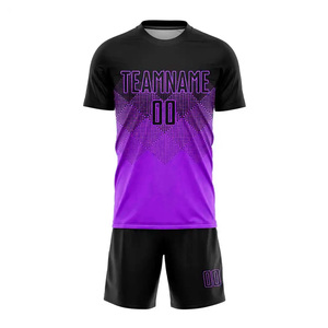 ชุดเสื้อฟุตบอลมืออาชีพเสื้อเจอร์ซีย์ฟุตบอลออกแบบโลโก้แบรนด์ของคุณชุดฟุตบอลสีม่วงและสีดำ - Product Image 2