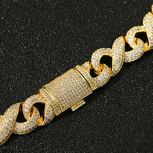 Chaîne cubaine en diamant de laboratoire VVS avec coupe ronde brillante et moissanite plaquée or 14 carats pour hommes certifiés - Product Image 5