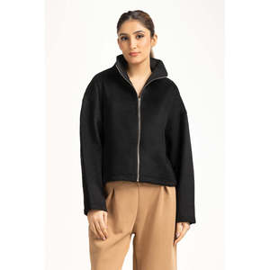 เสื้อแจ็คเก็ตผู้หญิงคอตั้ง ผ้าหนังแกะสังเคราะห์ ระบายอากาศได้ดี ไซส์ใหญ่พิเศษ WM-JKT-WS24-087 รุ่นย้อมสีพื้น สำหรับไซส์ 5XL 3XL ฤดูใบไม้ร่วง - Product Image 4