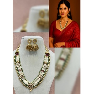 Ethnic Awesome Quality Stylish Necklace <b>Set</b> With Earrings <b>Set</b> <b>Pearl</b> Look Weddings Bridal Wear Engagements Wear For Women - Product Image 1
