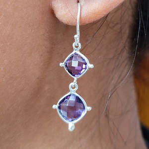 Handmade Boho Amethyst Dangle Earrings Purple Gemstone Set Sterling Silver Perfect Birthday Anniversary Christmas Gift for Her - Product Image 3