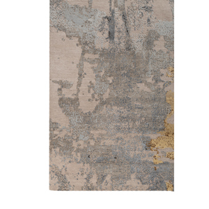 Tapis en laine et soie de bambou noué à la main à motifs abstraits Uvenuti rose et violet -LRB-13028 pour usage domestique - Product Image 4