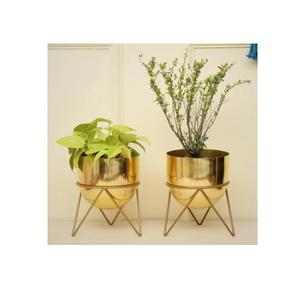 Jardinière en métal fini or brillant de forme ronde pour la maison salon intérieur extérieur balcon décor de jardin jardinière en métal lot de 3 - Product Image 3