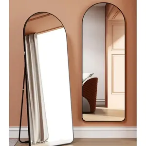 Specchio ad Arco Nero Moderno e Lussuoso 50 X 160 cm, Specchio Decorativo da Parete in Vetro con Cornice in Metallo per Corridoio e Soggiorno - Product Image 1