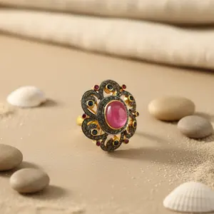 Anillo de Platino Hecho a Mano con Diamantes para Mujer, Anillo de Compromiso de Oro Rosa de 18k con Morganita Tallada - Product Image 2