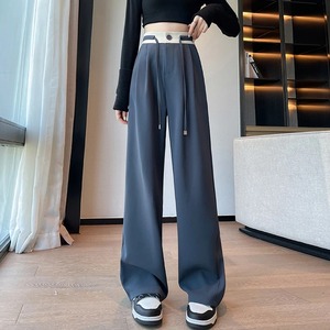 Vintage Colorblock suelta mujer pierna ancha pantalón completo 2025 Nueva cintura alta Primavera Verano con cordones Casual minimalismo Pantalones rectos - Product Image 5