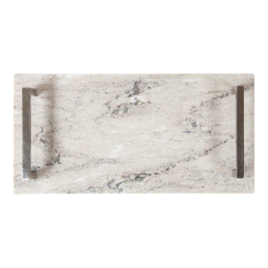 ถาดเสิร์ฟหินอ่อนทรงสี่เหลี่ยมผืนผ้าคุณภาพสูง ถาดเสิร์ฟอาหารเช้า กาแฟ ชา ทำจากหินอ่อนวอลนัท ปลอดภัยสำหรับเสิร์ฟผลไม้และของว่าง - Product Image 6