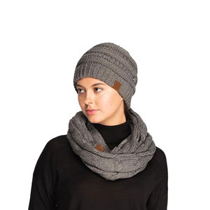 Bonnets d'hiver à la mode avec écharpe ensemble de styles polyvalents, conçus pour le streetwear, le sport et les cadeaux promotionnels en vrac - Product Image 3