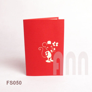 Carte de vœux 3D pop-up découpée à la main, style vietnamien, boîte cadeau « Merci », imprimée, souris, fromage, amitié, animal, papier - Product Image 1