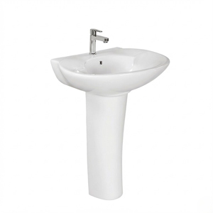 อ่างล้างหน้าเซรามิกแบบตั้งพื้นพร้อมท่อน้ำทิ้งรูปตัว P สำหรับห้องน้ำ วิลล่า และโรงแรม - Product Image 1