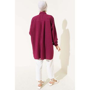 เสื้อปักลายทางขนาดใหญ่สีเบอร์กันดีของ LINDA ผ้าคอตตอนผ้าวิสคอสไซส์ XL ชุดทำงานแบบลำลองสำหรับฤดูใบไม้ผลิฤดูร้อนฤดูใบไม้ร่วง - Product Image 3