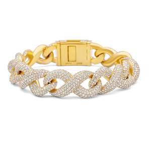 สร้อยข้อมือแบบคิวบาที่มีเอกลักษณ์เฉพาะของผู้ชายเงิน925สเตอลิงประดับเพชรโมอิสซาไนต์ชุบทองสไตล์ฮิปฮอป - Product Image 1