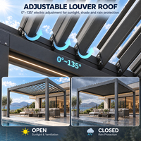 Pergola motorisée à lames orientables en alliage d'aluminium, intelligente, résistante à la pluie, pour jardin, patio et espace de détente