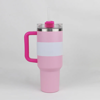 Gobelet isotherme personnalisé avec logo, 40 oz, en acier inoxydable écologique à double paroi, avec poignée et paille, isolation thermique 12-24 heures, style américain