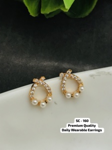 Juego de pendientes de calidad superior con piedra natural y juego de pendientes de metal dorado sólido para pendientes portátiles diarios - Product Image 2