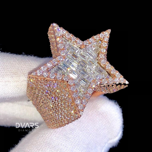 Men's 925 Sterling Silver Hip Hop Style VVS Moissanite <b>Iced</b> Engagement Wedding Anniversary <b>Ring</b> Yellow Gold Plated Perfect - Product Image 1