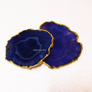 Nuevo diseño 2023, accesorios de vajilla, posavasos de ágata con rebanada de ágata galvanizada dorada a precio mayorista con calidad superior - Product Image 4