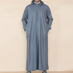 Prix usine Musulman Hommes Thobe À Capuche Élégant Broderie Casual Hommes Musulman Thobe Solide Longue Robe Jubba pour Hommes Arabe Thobe - Product Image 3